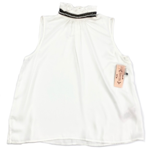 Nanette Lepore Ruffle Mock Neck Sleeveless Blouse - Picture 7 of 14